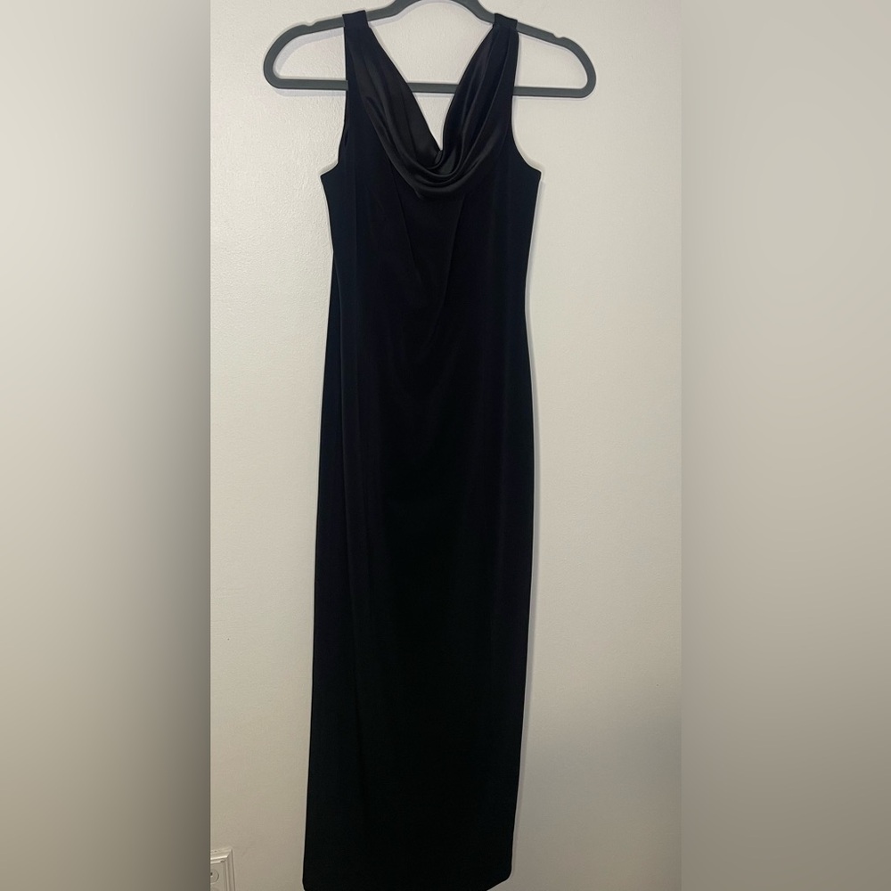 Tahari NWT Maxi Dark Navy Sheath Dress Sweetheart Neckline Size 10